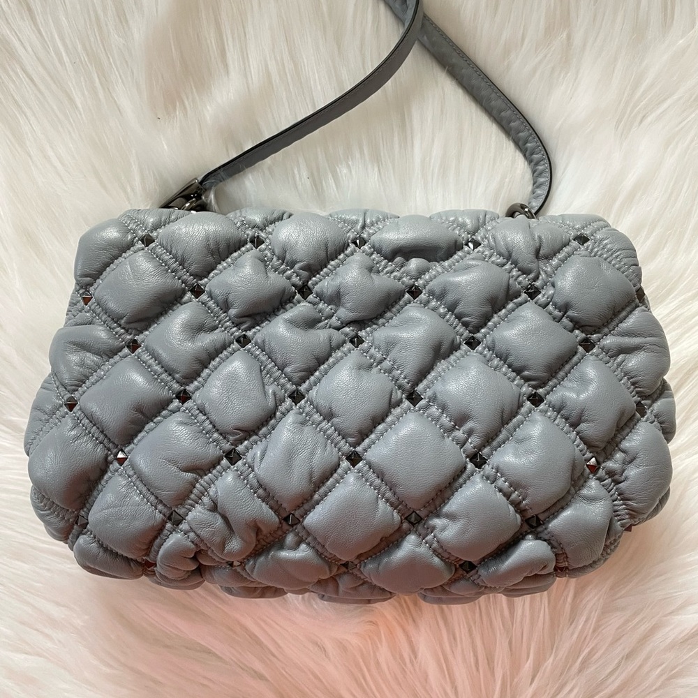 Valentino Grey Medium Nappa SpikeMe Shoulder Bag. - Picture 6 of 13